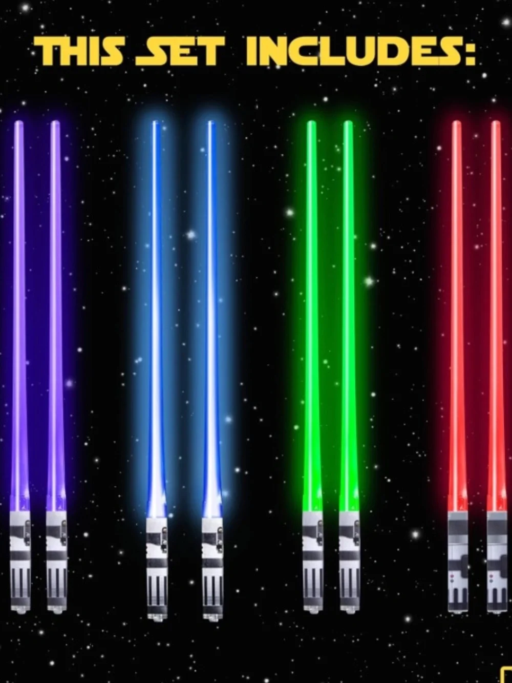 Light Saber Chop Sticks Star Wars Set of 4